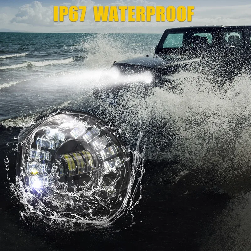 

7 Inch 300W Round Led Headlight White Hi/Low Beam DRL & Amber Turn Signal for Wrangler Cj Tj Motorcycle Off Road Vehicle