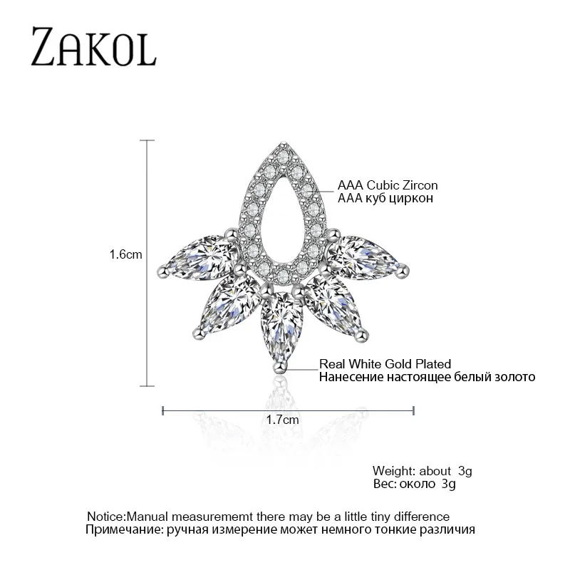 ZAKOL модные белые и зеленые серьги гвоздики с кристаллами огранкой маркиза для