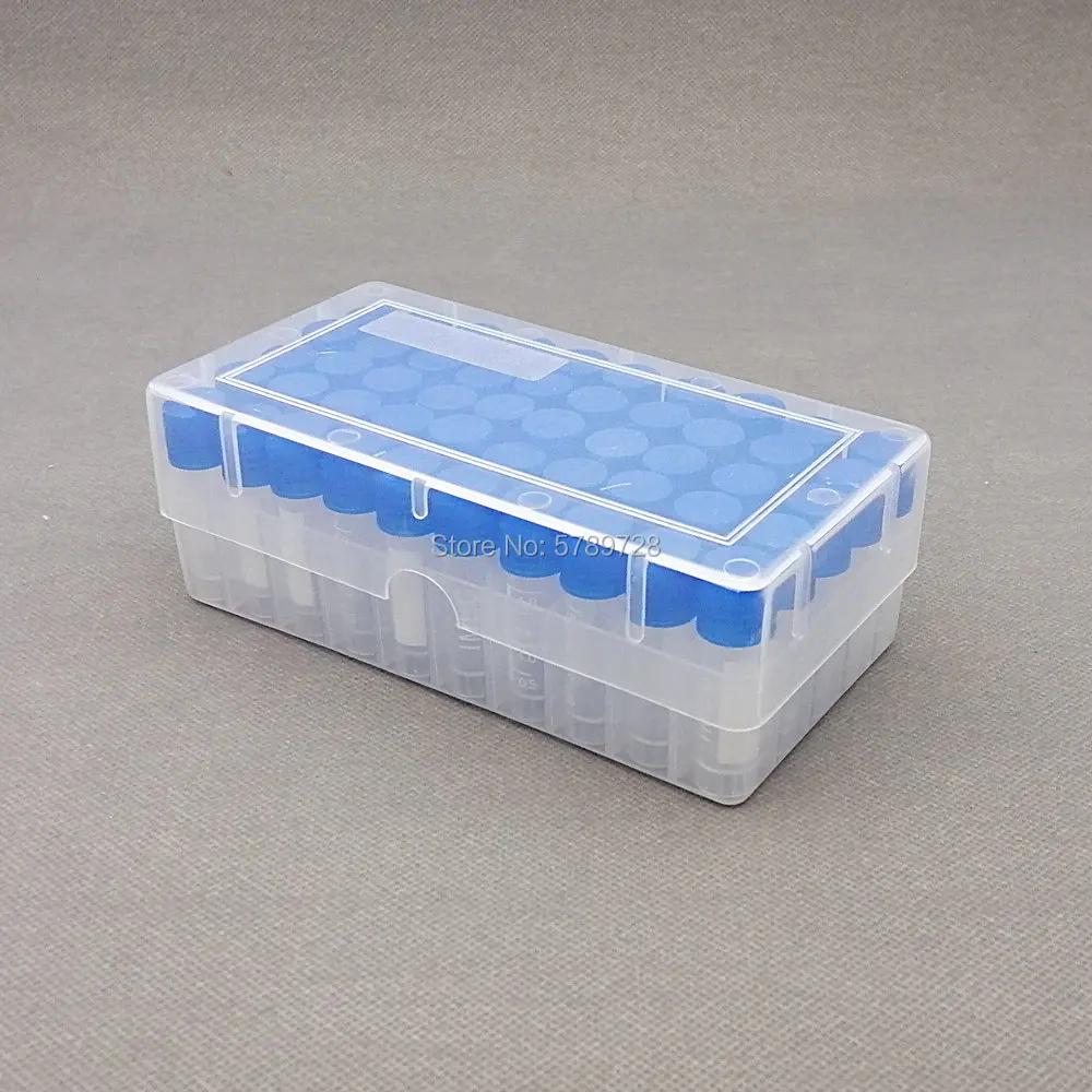 50 pieces plastic 1.8ml freezing tube + one piece 50 vents plastic Freezing tube storage box for experiment