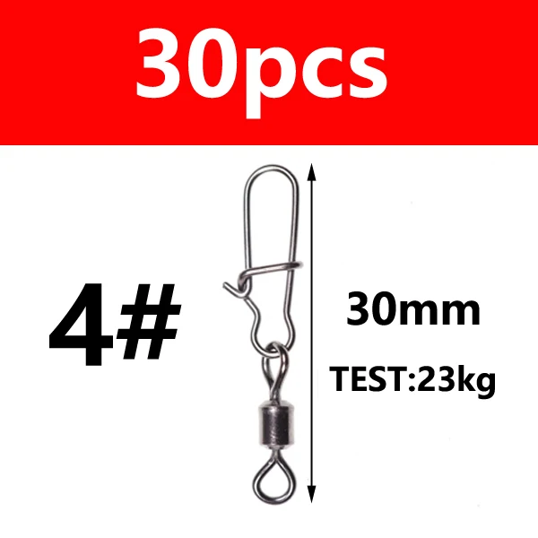 30pcs size 4 30 Вт, 20 штук морской рыбалки разъем Вращающийся шарнир из кирпечей из глины пин быстрые кнопки зажимы для рыболовной приманки рыболовные аксессуары для снаряжения - Цвет: 30pcs size 4