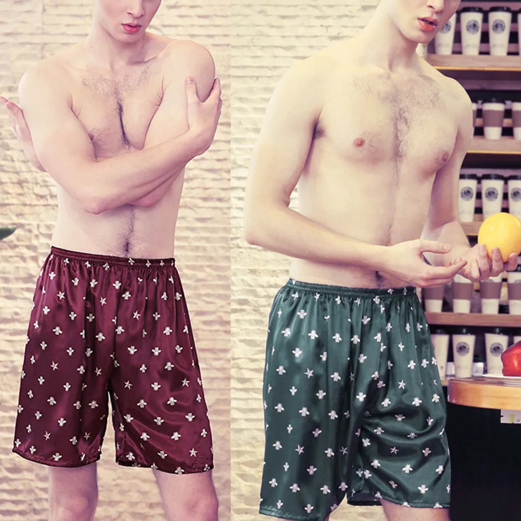 Мужские атласные шорты пижамы домашняя одежда нижнее белье летняя Домашняя