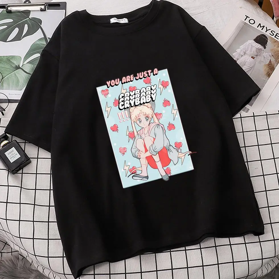 

Sailor Moon Women Summer Ulzzang T Shirts Camisetas De Mujer Sleeve Tee Hip Hop Shirt Oversized Tshirts Tops Roupas Femininas