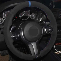 car steering wheel cover diy soft black suede for bmw m sport 1 series f20 f21 m135i m140i m235i m240i x1 f48 x2 f39 x3 f25