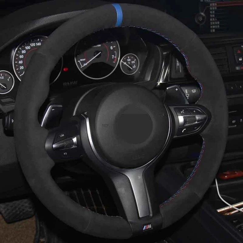 Чехол рулевого колеса автомобиля DIY мягкая черная замша для BMW (M Sport) 1 серии F20 F21