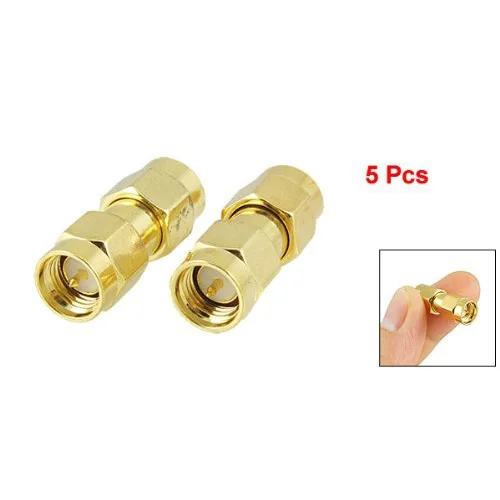 SODIAL (R) 5 шт. золотой тон SMA штекер RF коаксиальный разъем адаптера