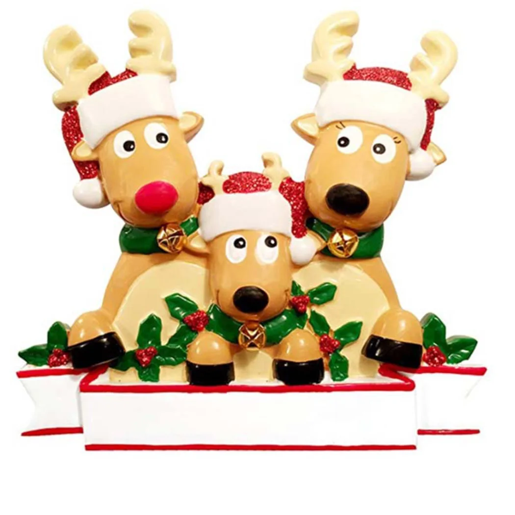 

Elk Christmas Tree Ornaments Pendant PVC DIY Name Personalised Family 2-6 People XMAS Hanging Decoration Bauble Gift 2021 2022