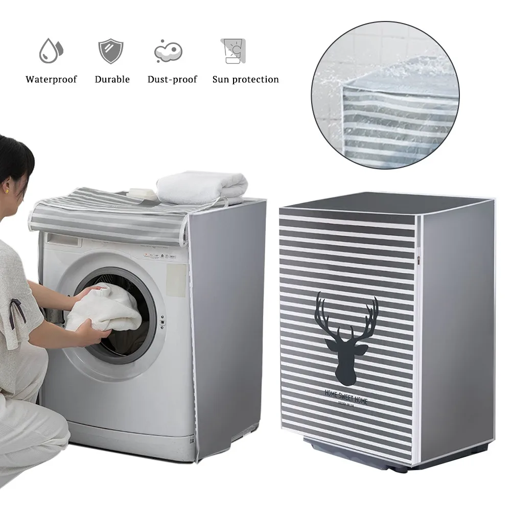

Drum Washing Machine Cover Dust Cover Clean Waterproof Dust Cover Cute Cartoon Dryer Dust Cover Household Goods For Home