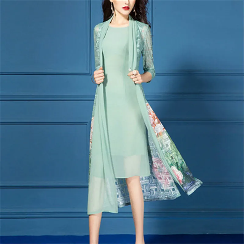 

Mother Of The Bride Dresses Suit Long Sleeve Jacket 2020 New Arrival Formal Wedding Party Groom Mom Guest Wear Chiffon Plus Size