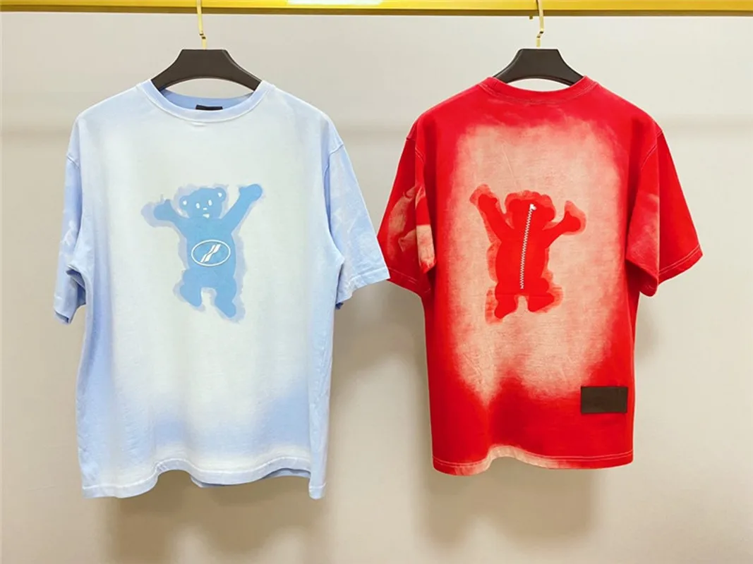 

Мужские и женские футболки We11done высокого качества 1:1, топы, футболки, футболки с выцветшим медведем Welldone Tie Dye