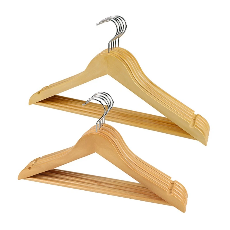 

Wooden Hangers Wardrobe Organizer Garment Display Hanger Skirt Dress Clothing Storage Rack Home Drying Racks Bar Metal Clips