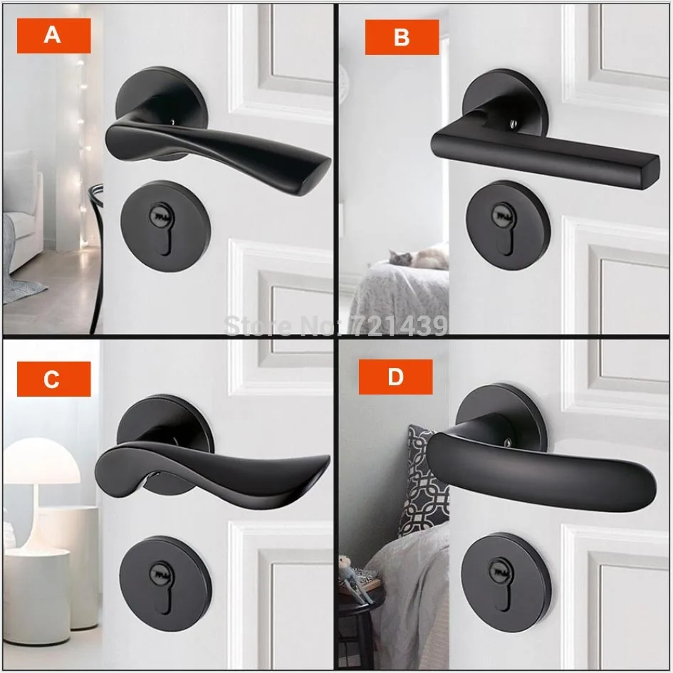 Черные твердые пространства алюминиевые дверные замки Континентальная спальня