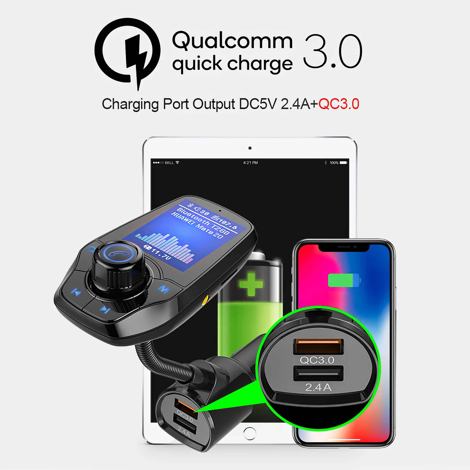 Новый многофункциональный FM-передатчик Bluetooth 5 0 автомобильный комплект громкой