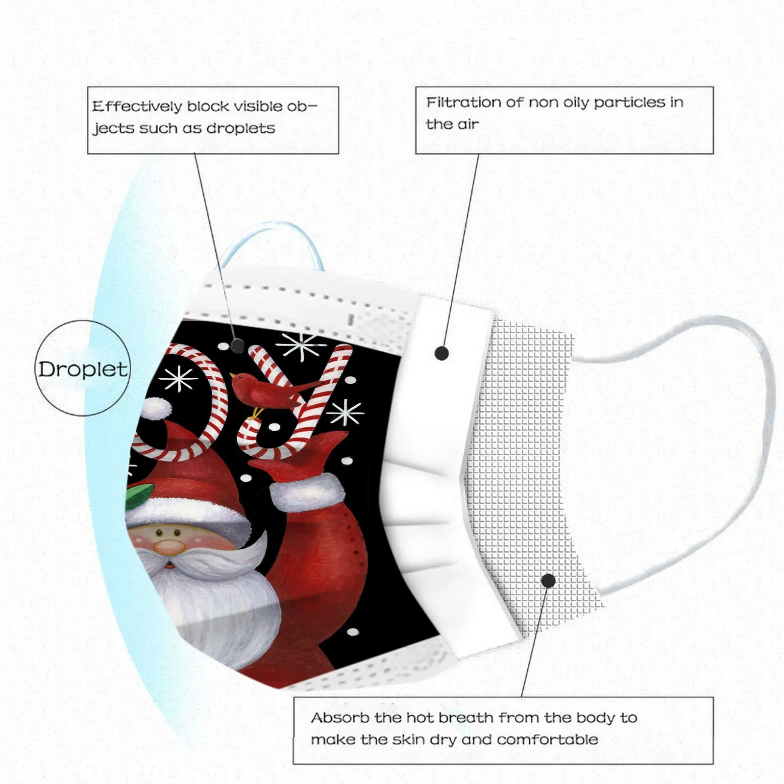10 шт. Рождественская Маска для лица женские анонимные защитные Маски защитная