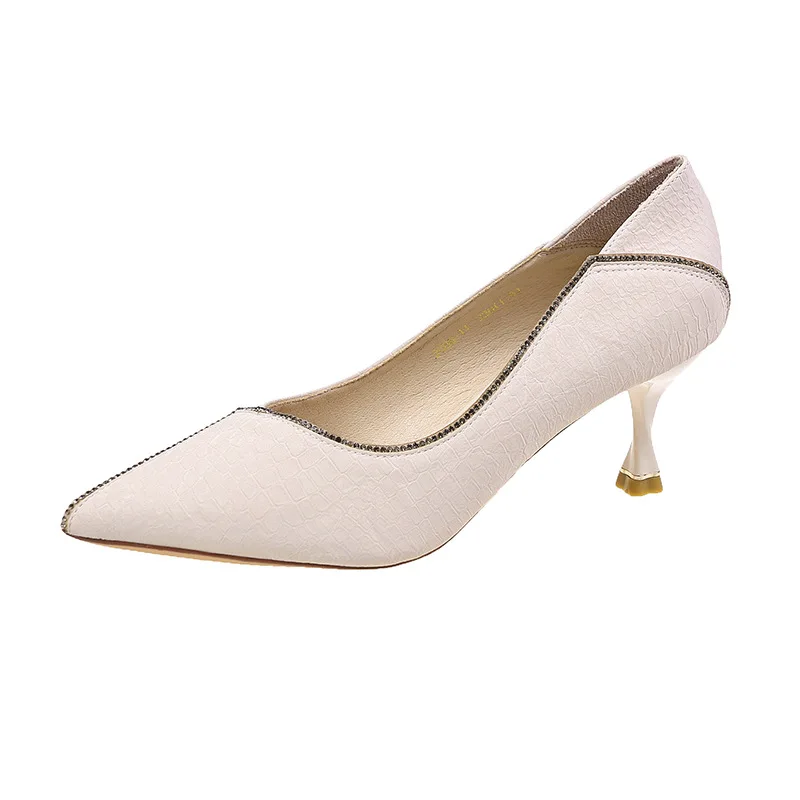 

Женские осенние туфли на высоком каблуке, новинка 2021, остроносые туфли на шпильке, профессиональные рабочие туфли из мягкой кожи на среднем ...