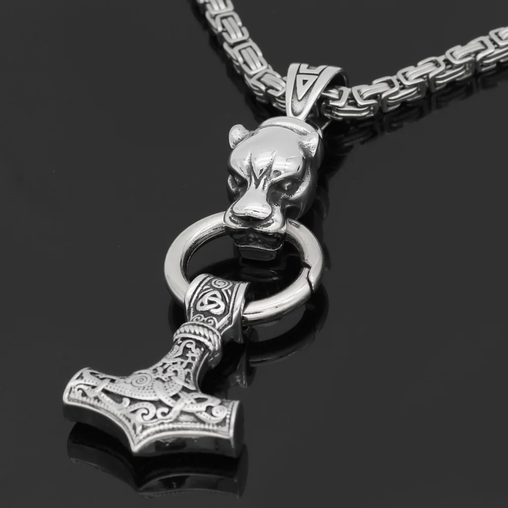 Мужская голова Волка odin из нержавеющей стали с молотком thor MJOLNIR амулет узелком