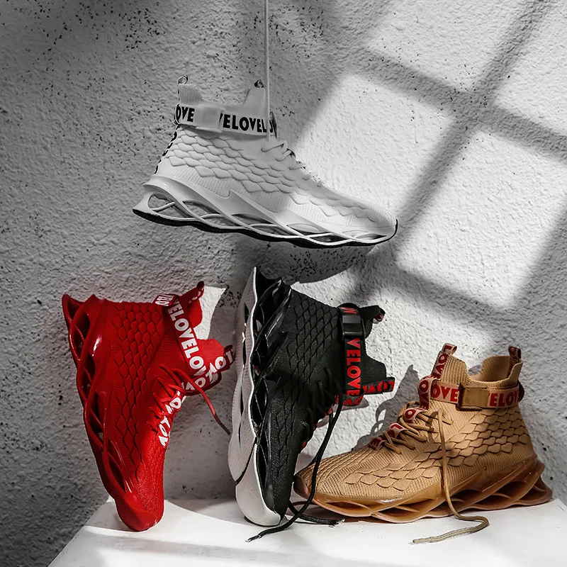 Новые весенние кроссовки для мужчин амортизирующие бега трикотажные дышащие