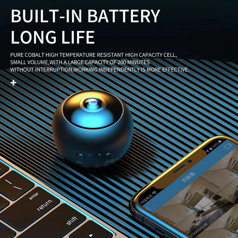 

HD 1080P WiFi Camera Mini IP Security Camera HD Infrared Night Vision P2P Remote Monitoring Maximum Support 128G 600 MAh