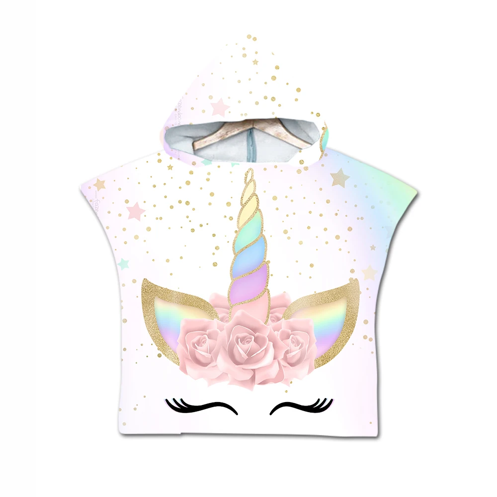 Единорог с капюшоном и изображением персонажа из мультика банное полотенце для