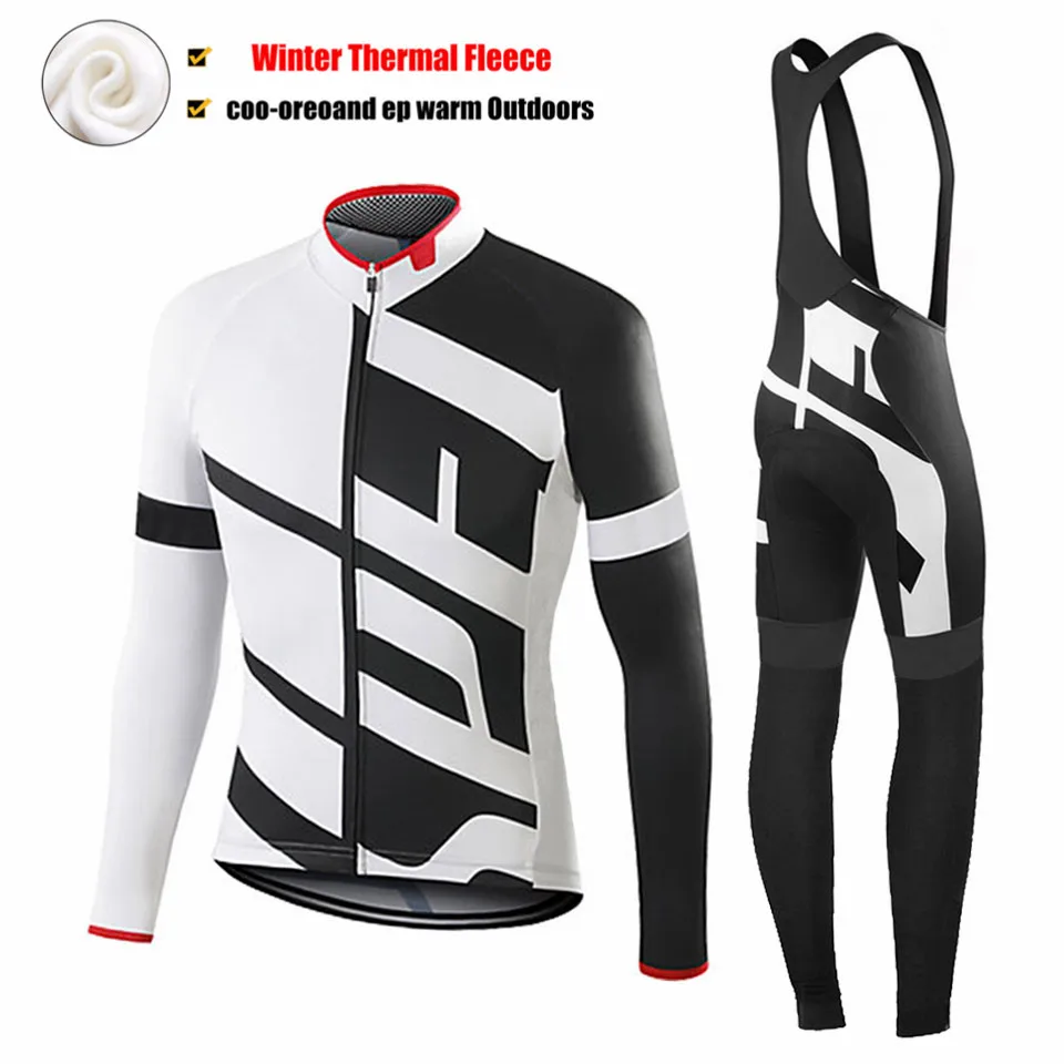 

2022 NEW Winter thermal fleece Cycling Clothes Warn men Jersey suit Jacket riding bike MTB clothing Bib Pants set