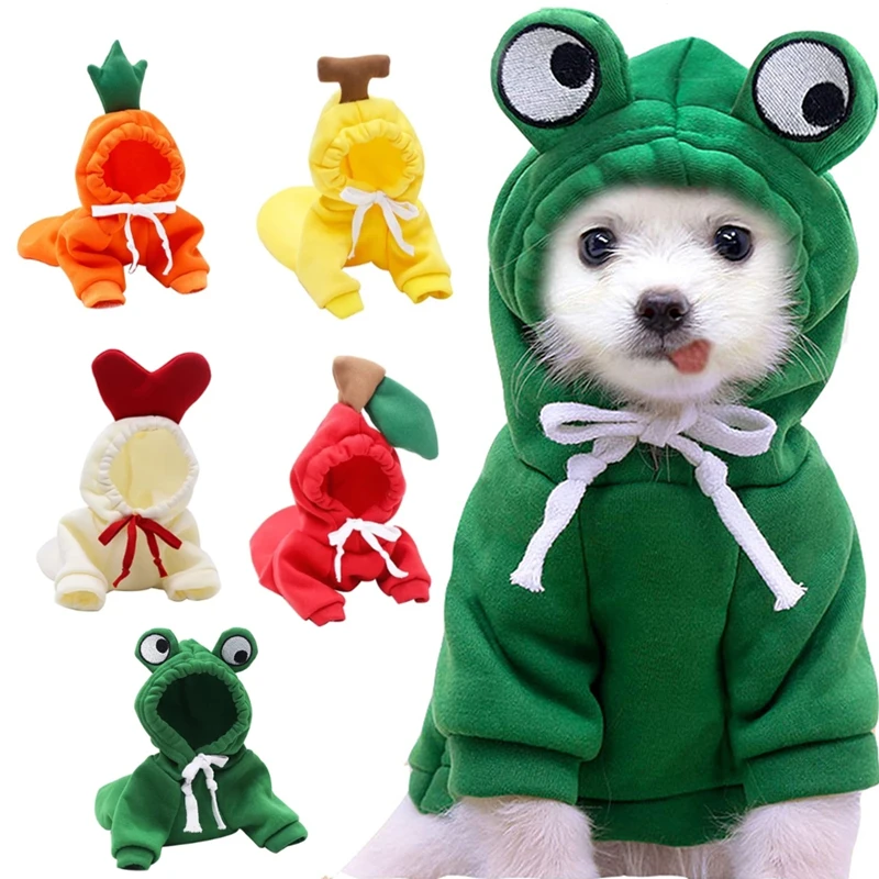 

2021Dog Clothes Dog Hoodie Pet Supplies Pet Hooded Sweatshirt Dog Sweatshirt Fruit Animal Bodysuit Pet Autumn and Winter Clothes