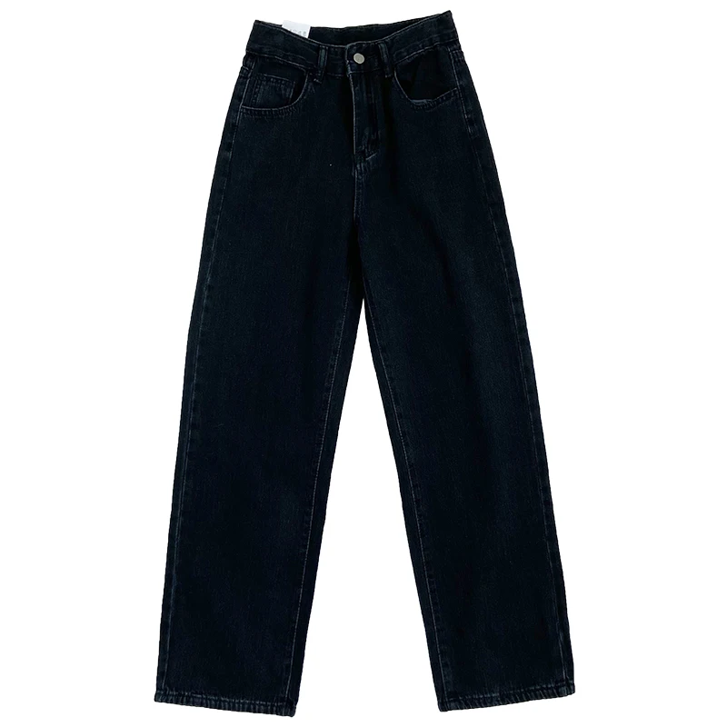 

Yeeloca Spring Vintage Basic Washed Black Jeans Female Casual Loose High Waist Trousers Korean Simple Straight Jeans