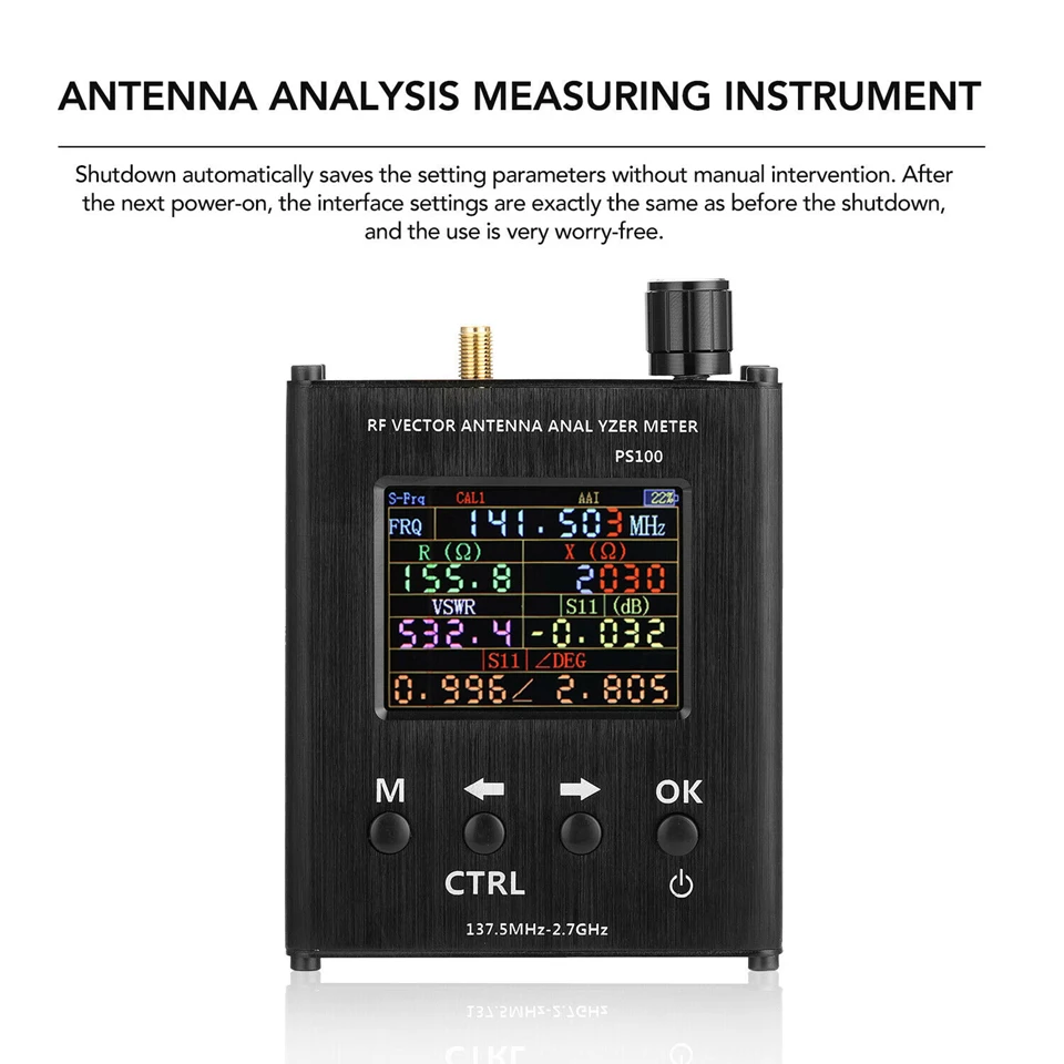 

PS100 N1201SA 140MHz-2.7GHz UV RF Vector Impedance ANT SWR Antenna Analyzer Meter Tester in metal case D1-005