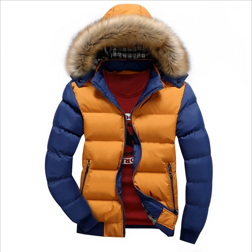 

New Winter Windbreak Jacket Coat Mens Warm Thick Parkas Fur Collar Hooded Men's Coats Casual Outerwear Brand Clothing 4XL