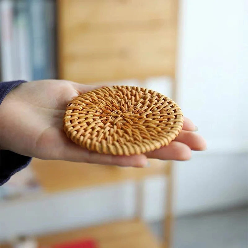 Джутовые тканые подставки круглые столовые приборы нетканые коврики ручная