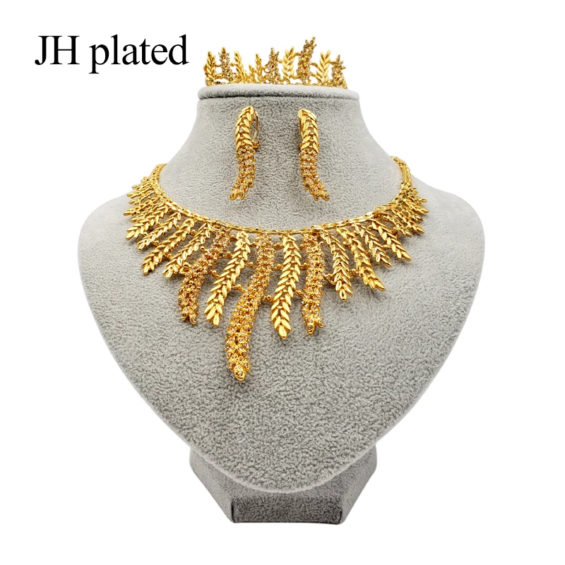 JHplated модные Сверкающие Золотые комплекты ювелирных изделий в эфиопском