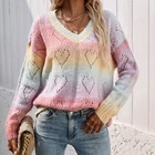 Женский трикотажный свитер с круглым вырезом и длинным рукавом