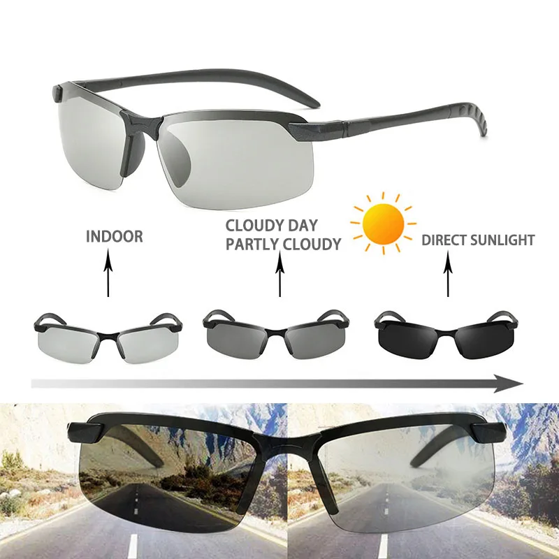 Солнцезащитные очки с фотохромными линзами UV400 для мужчин поляризационные