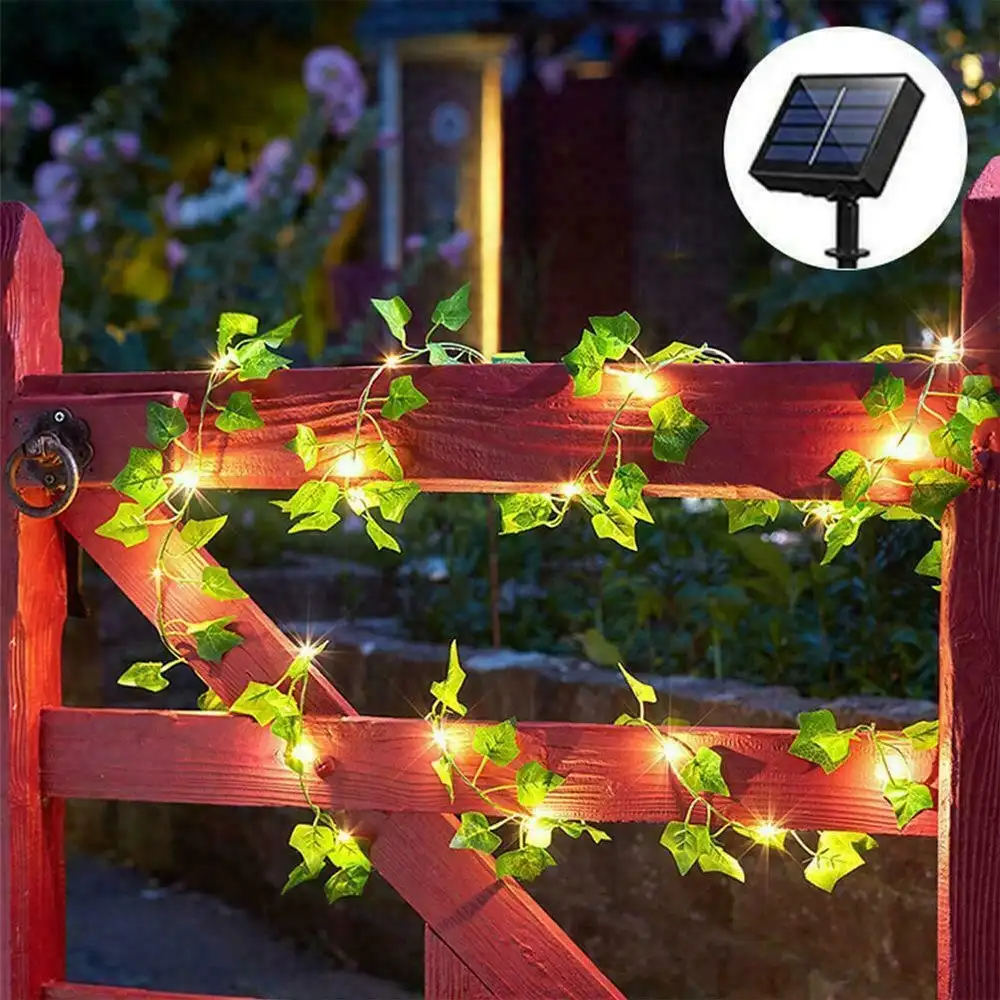 

20/50/100LED Solar Lights LED String Maple Leaf Rattan Solar Powered Fairy Light For Outdoor Home Garden Fence Summer Decoration