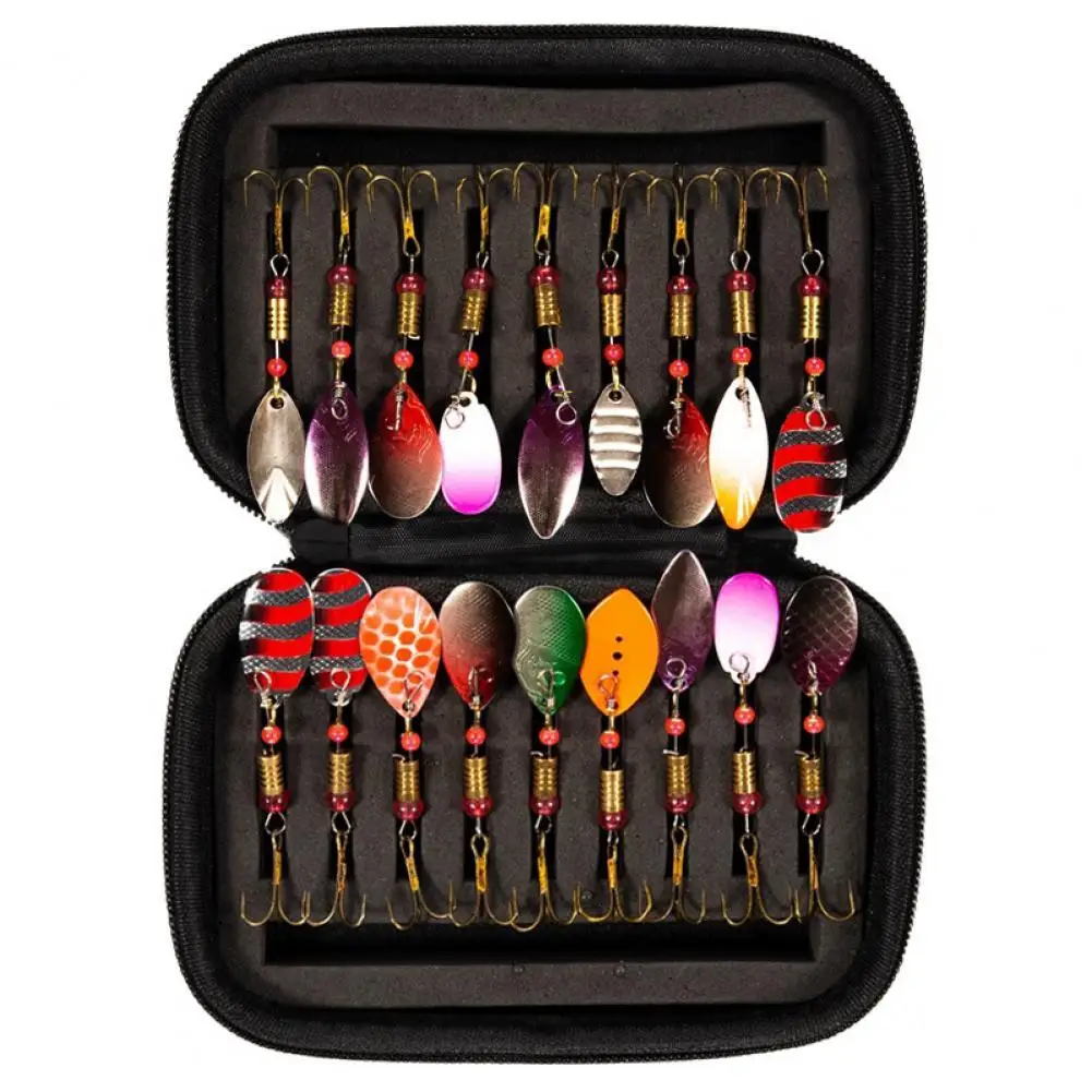 

18Pcs Outdoor Fishing Multicolor Sequined Hard Faux Bait Kit Treble Hook Fake Lure Set with Storage Box