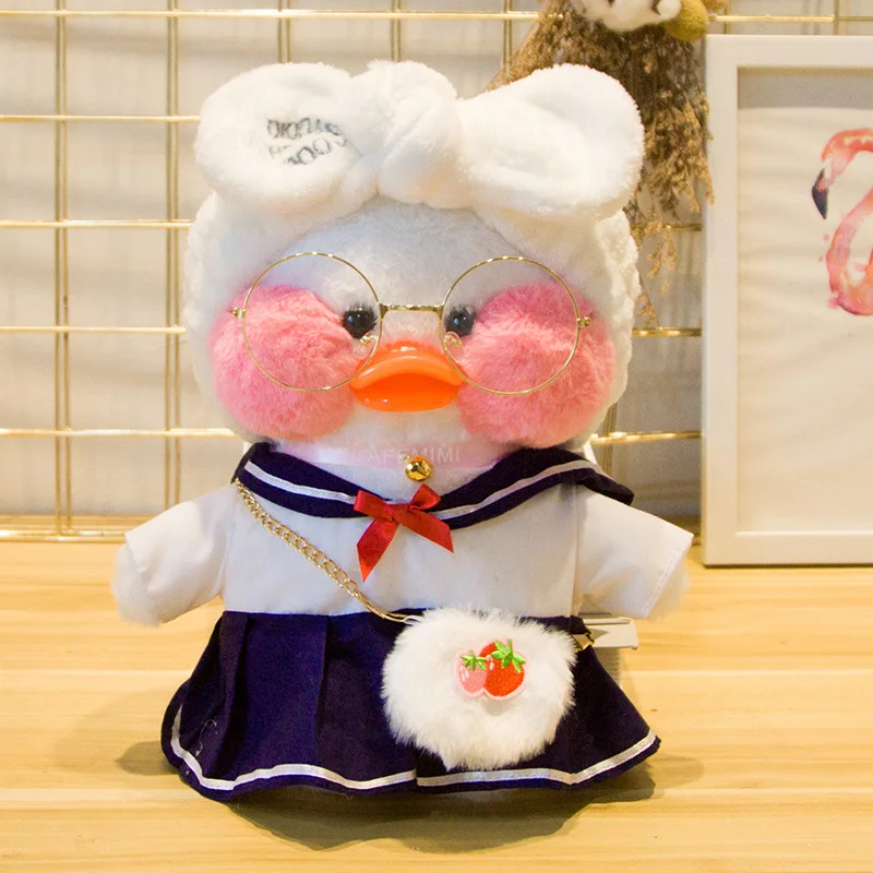 Pato Lalafanfans parlante de 30cm, mu&ntilde;eco de felpa rosa y blanco, ropa de juguete suave, gafas, &aacute;cido hialur&oacute;nico est&eacute;tico, regalo de cumplea&ntilde;os y San Valent&iacute;n-2