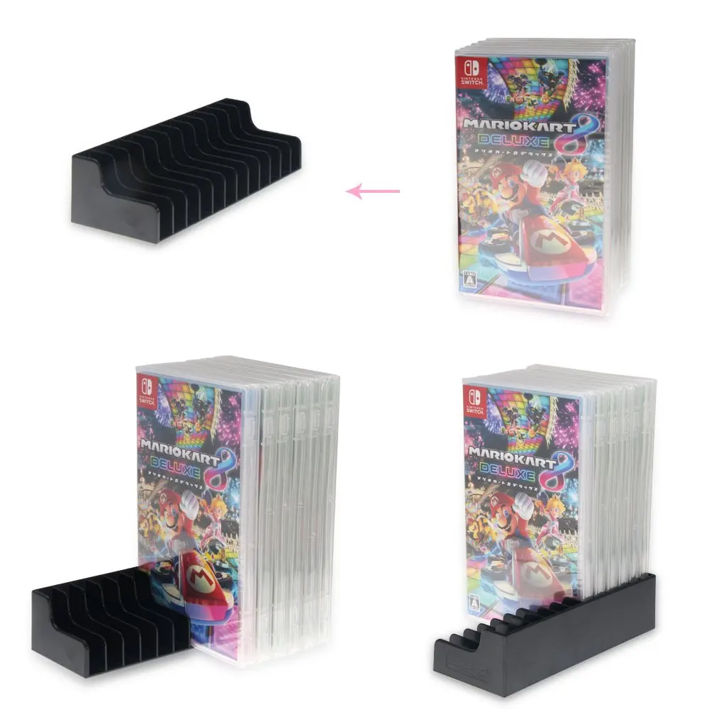 switch accessories 1 set 2pcs cd disks game cases 24 cartridge box storage stand holder with non slip pads for nintendo switch free global shipping