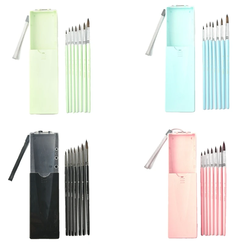 

H05B 7 Pcs Multi-purpose Liner Brush Kit Portable Miniature Watercolor Paint Brushes