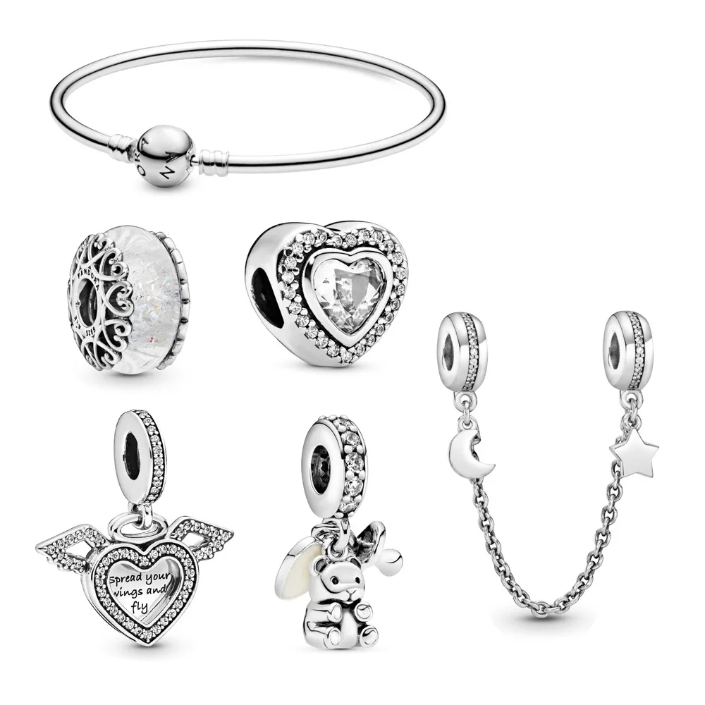 925 Sterling Silver Most Expensive Fashion Pandora Bacelet for Modeling Pacifier Bear Zircon
