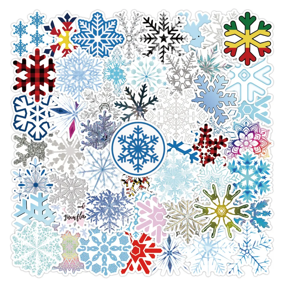 

10/50PCS Christmas Snow Flake Sticker Snowflake Window Sticker Window Suitcase Notebook Home Waterproof Decoration Toy