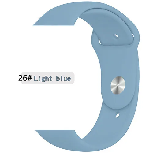 Light blue 26 Новые спортивные силиконовые часы для apple watch band 4 44 мм 40 мм(iwatch 5) apple watch 3 2 1 42 мм 38 мм аксессуары для наручных браслетов - Цвет ремешка: Light blue 26