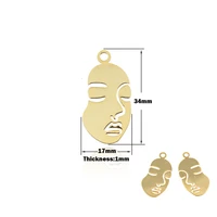 abstract face pendant diy gold earring bracelet necklace making accessories exquisite facial charm