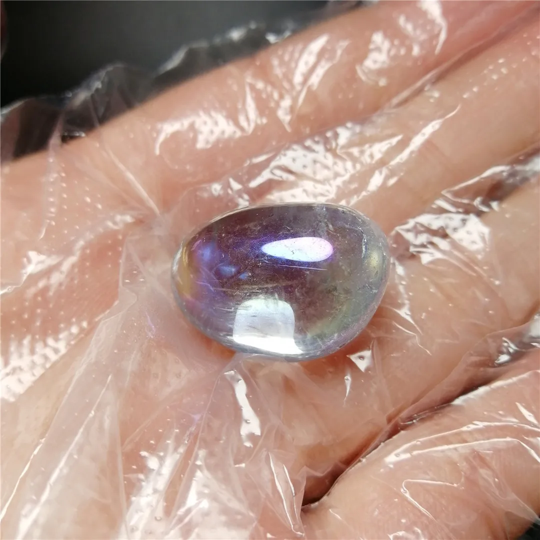 6pcs amazing aura rainbow quartz crystal chakra healing medaion gemstone reiki tumble gravel for decoration | Дом и сад