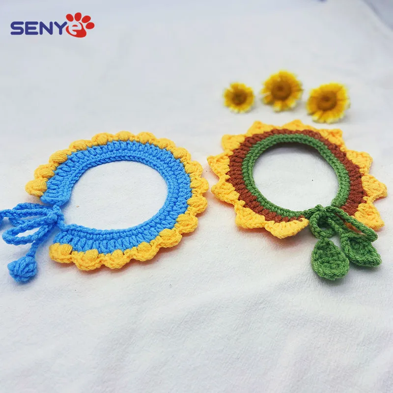 

Ошейник для кошек шарф Подсолнух милый ручной работы вязаный нагрудник маленькая собака британская короткая красота короткая фотография к...