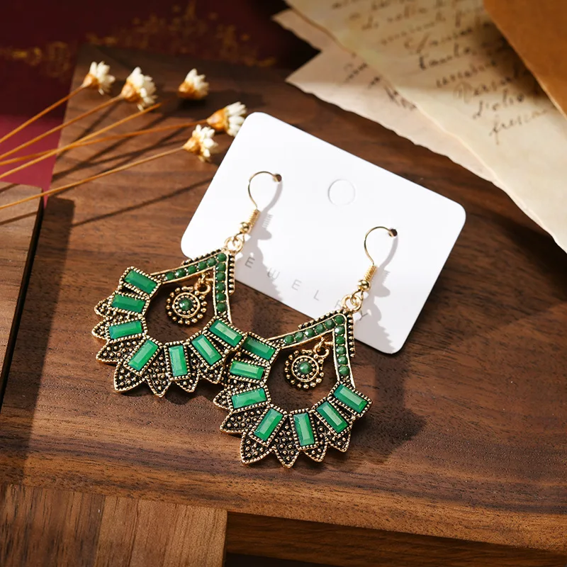 Винтажные женские окисленные серьги из Золотого Сплава В Стиле Болливуда