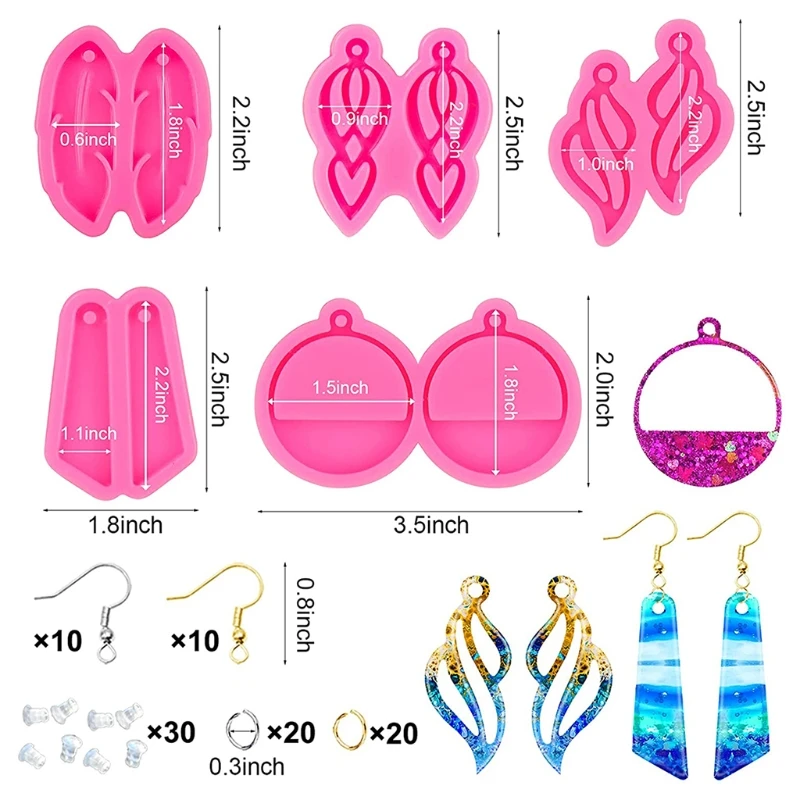 

1 Set Earrings Epoxy Resin Mol Keychain Silicone Mould DIY Crafts Jewelry Pendant Casting Tools