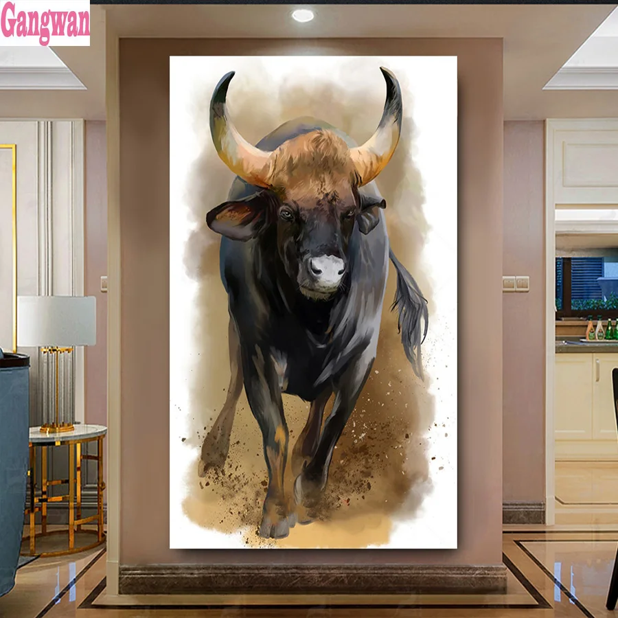 Bull Алмазная вышивка ручной работы полный квадратный Круглый Diy мозаика