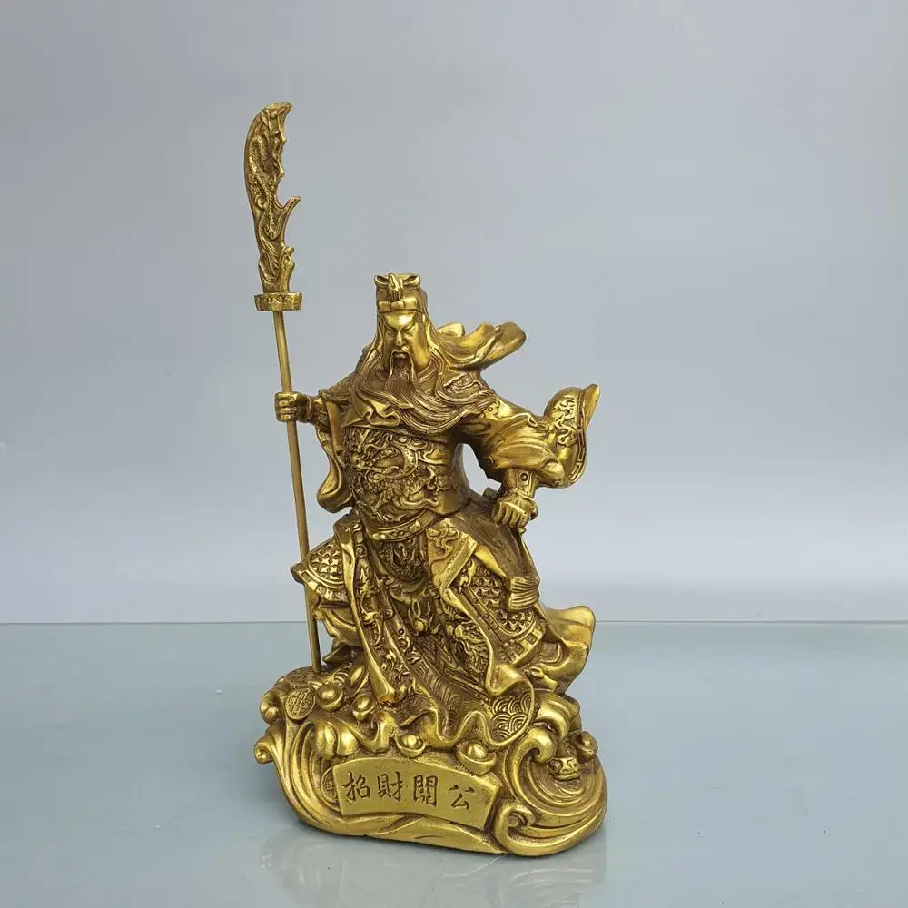 

Home Decor 9" Chinese Seikos Bronze Guan Gong Buddha Statue Guan Gong Sword and Sword Zhao Cai Guan Gong Incarnation of Loyalty