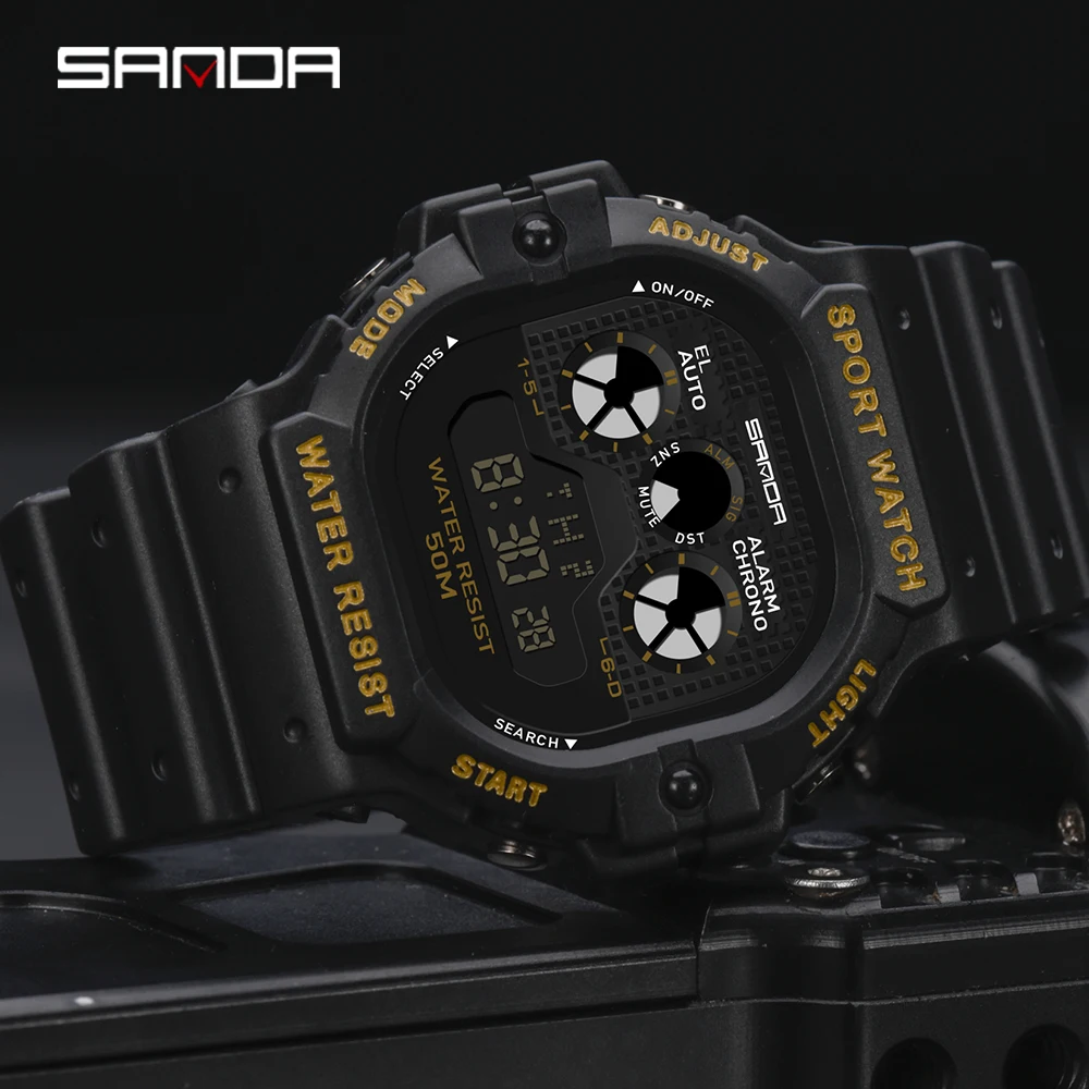 

sanda brand relogio masculino esportivo digital militar men watch led waterproof sport clock climbing hiking running wristwatch