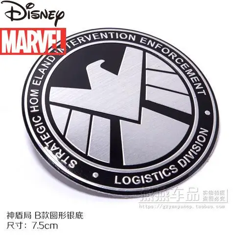 

Disney Simple Metal Material Personality Totem 3D Stereo Stickers Cute Cartoon Captain America Car Modified Car Stickers