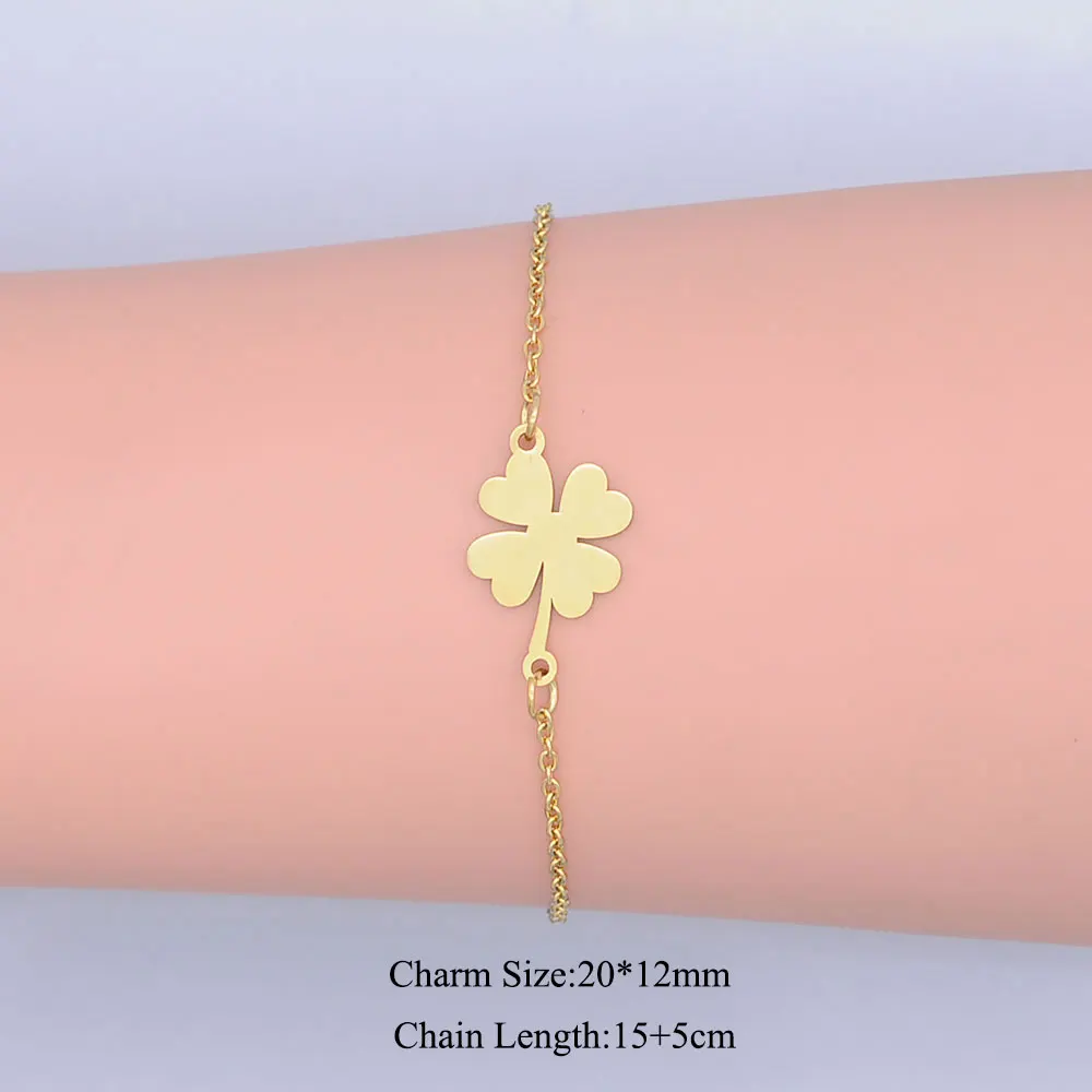 100% изящный браслет-Амулет из нержавеющей стали с цветком на удачу для женщин