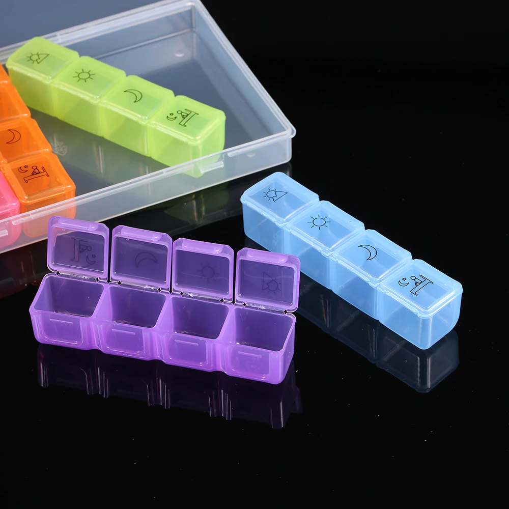 Контейнер для таблеток на 28 отделений портативный Еженедельный контейнер